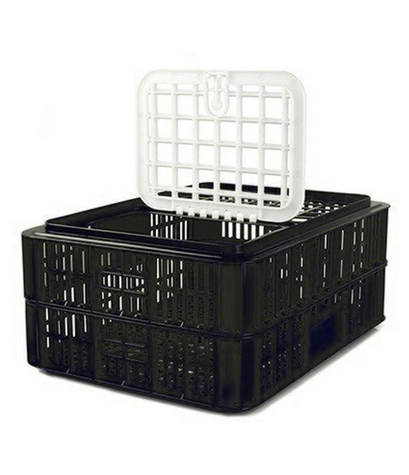 PI-LB10-WL-RB Live Bird Crate With Lid - Recycled Material - Black - Image 1