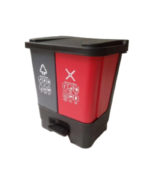 60L Divided Dustbin - Red - Image 2