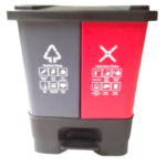 60L Divided Dustbin - Red