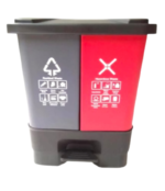 60L Divided Dustbin - Red